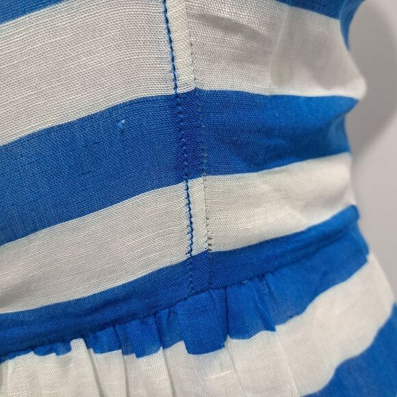 Plenty By Tracy Reese Linen Blend Sheer Bold Stripes Frock Dress In Skydriver S8 - Picture 10 of 14